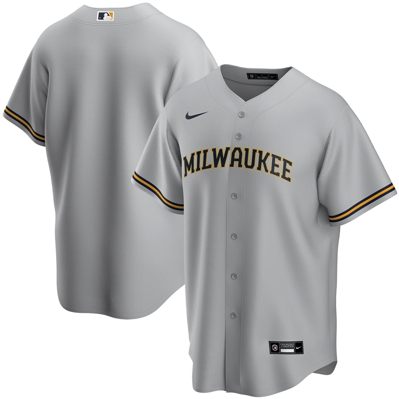 2020 MLB Youth Milwaukee Brewers Nike Gray Road 2020 Replica Team Jersey 1